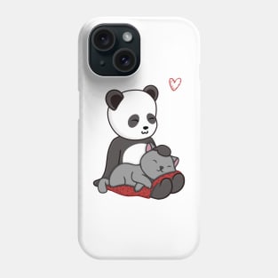 Cute Kawaii Chibi Panda Petting It's Pet Cat Phone Case