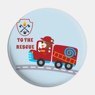 Fire rescue car with funny firefighter Pin