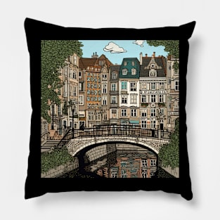 Copenhagen city drawing Pillow