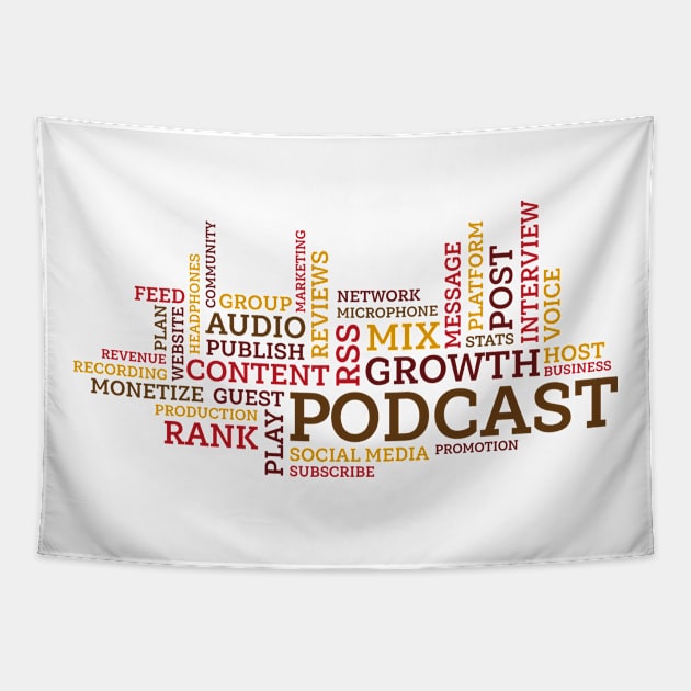 Podcast Word Cloud Tapestry by PodcasterApparel