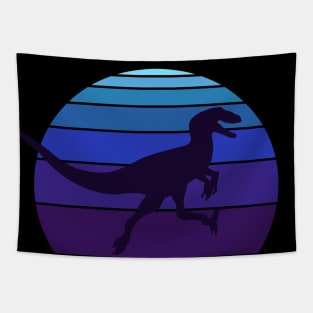 Raptor Dinosaur Retro Synth Design Tapestry