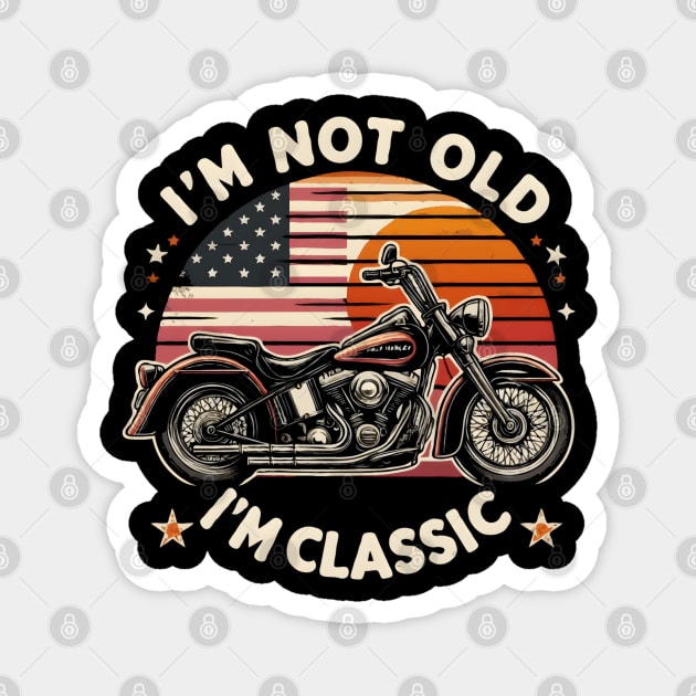 Retro America Flag Vintage Motorcycle Rider gift Fathers Day Magnet by TopTees