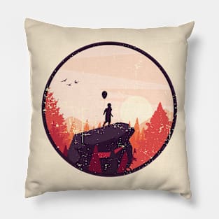 Boy on rock - hiking with balloon Pillow