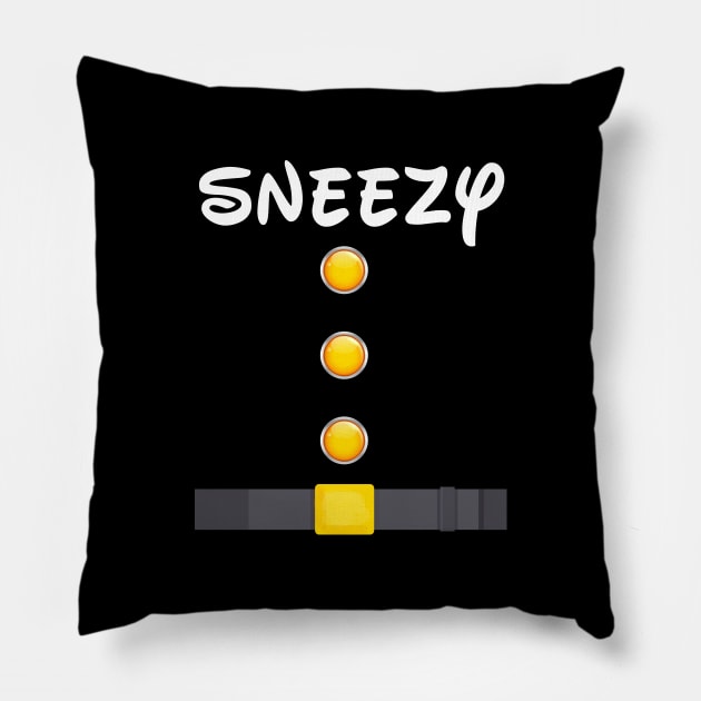 Sneezy Dwarf Halloween Costume Funny Gift Idea Sneezy Dwarf T-Shirt Pillow by Trendy_Designs