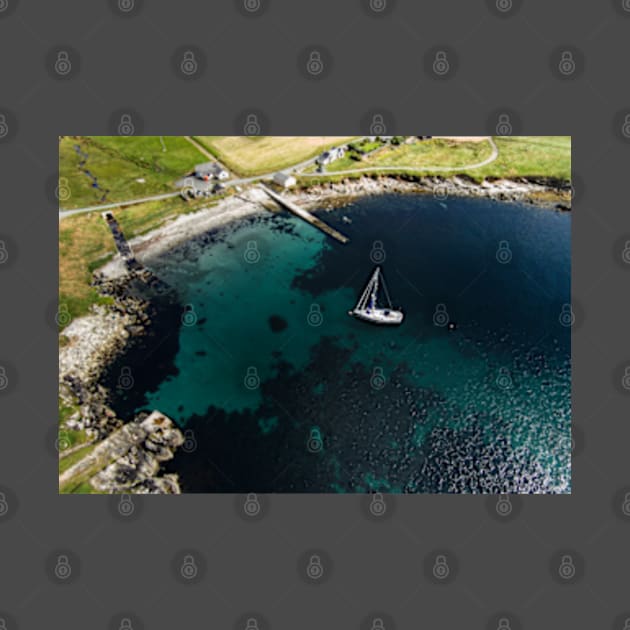 Yacht in Houbie Bay, Fetlar (2) by Avalinart