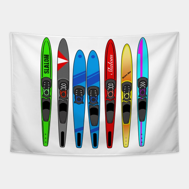 Rack of Water Skis Tapestry by The Tee Cat