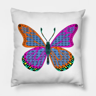 kawaii eco butterfly ecopop in totonac mandala mexican pattern art Pillow