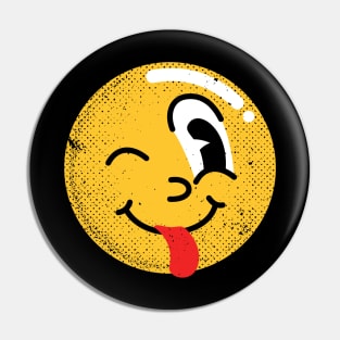 Winking tongue out emoji yellow Pin