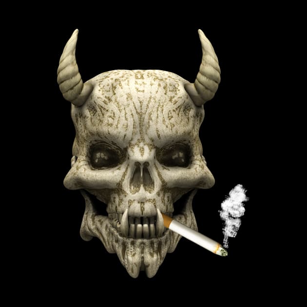 Demon Skull Smoking Cigarette by ColorFlowCreations