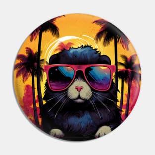 Retro Wave Black Hamster Shirt Pin