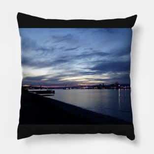 columbia river, lewis and clark bridge, sunset Pillow