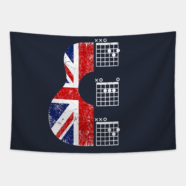 British Flag Guitar Chords DAD, Father's Day's Gift Tapestry by meowstudio