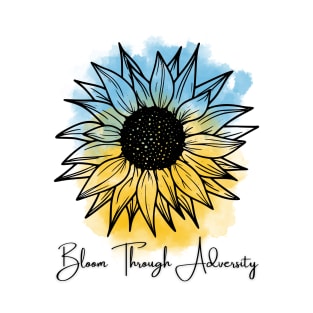 Bloom Through Adversity - Sunflower/Ukrainian Flag (Watercolor) T-Shirt