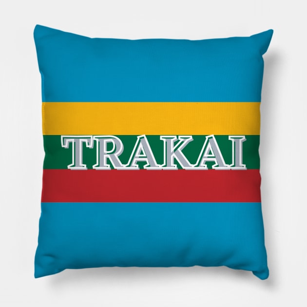 Trakai City in Lithuania Flag Colors Stripes Pillow by aybe7elf