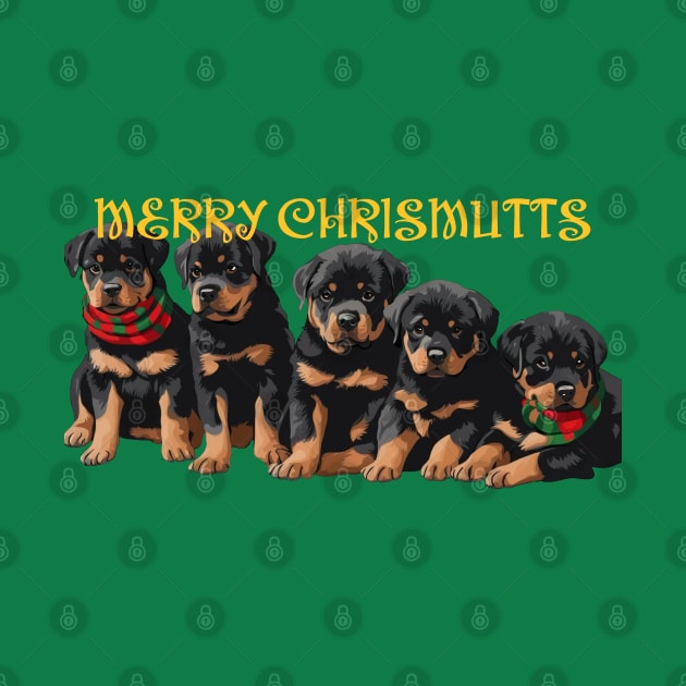 Merry Chrismutts Christmas Holiday Puppies Festive Greeting 2 by taiche