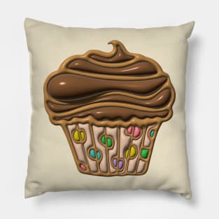 PUFFY 3D CUPCAKE DREAMS Party Chocolate Buttercream Polka Dots - UnBlink Studio by Jackie Tahara Pillow