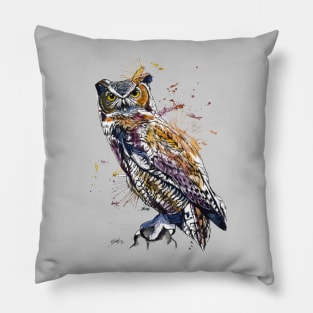 OWL Wild Watercolor colorful Pillow