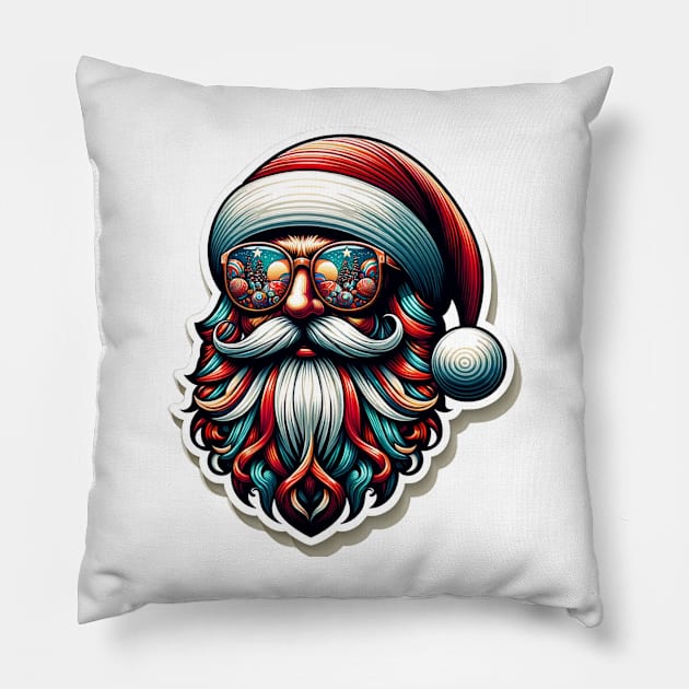 Fashionable Santa: Classic Christmas in a Modern Twist Pillow by ArtFeverShop