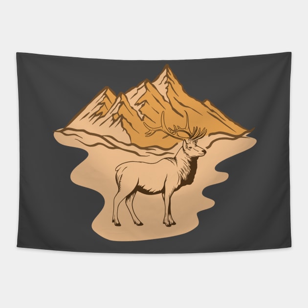 Mountain Deer Tapestry by Folkbone