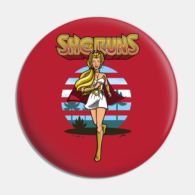 Pretty Superheroine Running Jogging Pin by BoggsNicolas