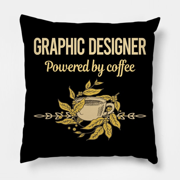 Powered By Coffee Graphic Designer Pillow by lainetexterbxe49