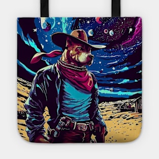 Cool cartoon dog cowboy in space Tote