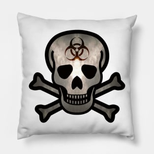 Skull and Bones Biohazard in a Dark Light Pillow