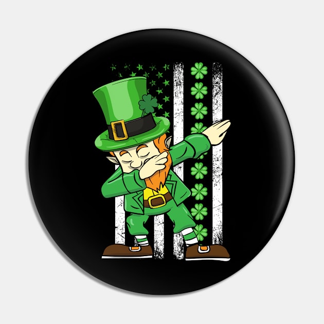 Dabbing Leprechaun Patricks Day Shamrock Irish American Flag Pin by 2blackcherries