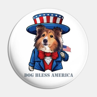 Shetland Sheepdog Dog Bless America Pin