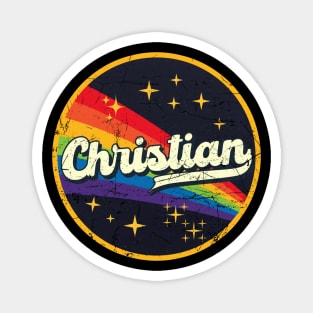 Christian // Rainbow In Space Vintage Grunge-Style Magnet