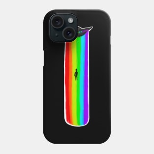 Alien Rainbow ufo abducting human Phone Case