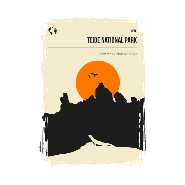 Teide National Park Vintage Minimal Travel Poster by jornvanhezik