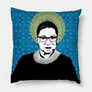 Ruth Bader Ginsburg Feminist Icon blue Pillow