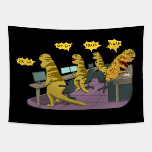 T rex Family at work Tapestry