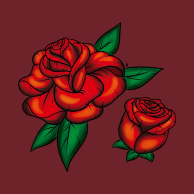 Red Roses by Pink Grape Arts