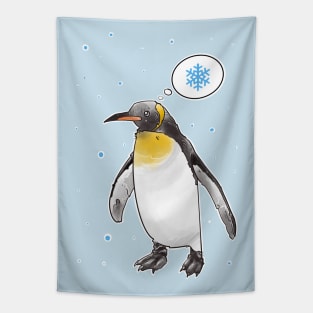 King penguin thinking about snow Tapestry