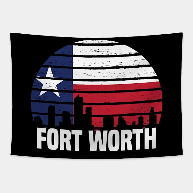 Fort Worth Texas TX Group City Trip Silhouette Flag Tapestry by jkshirts