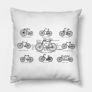 bicycle chart in black and white Pillow