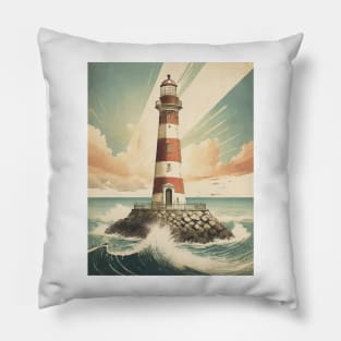 Ligthhouse Coastal Beacon Vintage Pillow