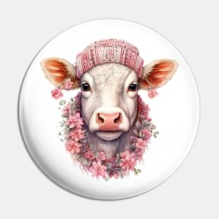 Pink Christmas Cow Pin