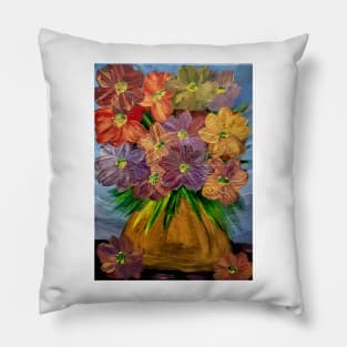 Some abstract flowers with some gold metallic paint mixed in to make a cool effect . Pillow