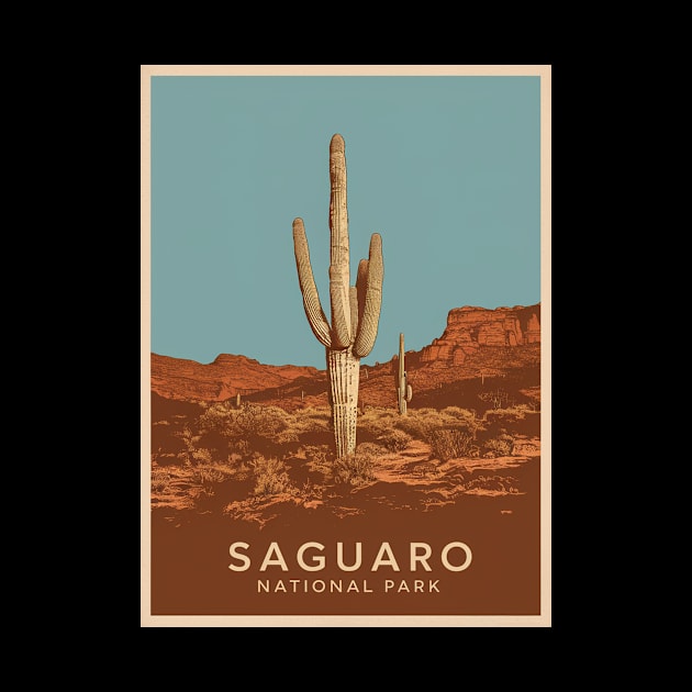 Retro Minimal Saguaro National Park Poster by Perspektiva