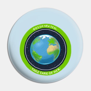 Green New Deal Earth Pin