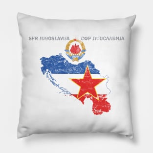 Vintage Distressed Yugoslavia Emblem Pillow