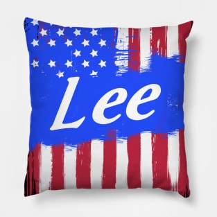 American Flag Lee Family Gift For Men Women, Surname Last Name Pillow