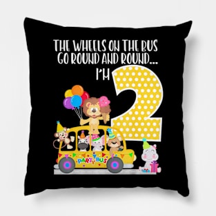 The Wheels On The Bus 2nd Birthday 2 Years Old Family Matching Pillow