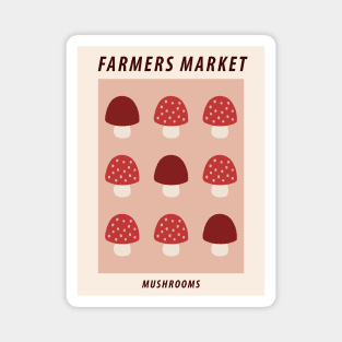 Farmers market print, Mushrooms, Posters aesthetic, Cottagecore decor, Exhibition poster, Food art Magnet