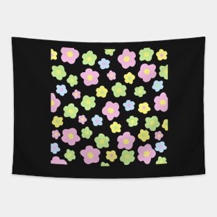 Vintage Aesthetic Minimalist Pastel Color Flowers Tapestry