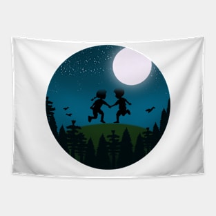 Kids on the night hills Tapestry