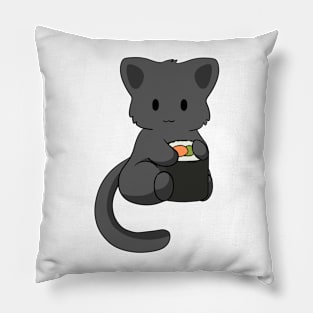 Black Cat with Sushi Roll Pillow